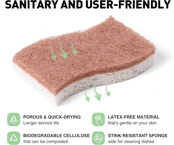 Eco-Friendly Sisal and Wood Pulp Cotton Double-Sided Cleaning Sponges - Image 7
