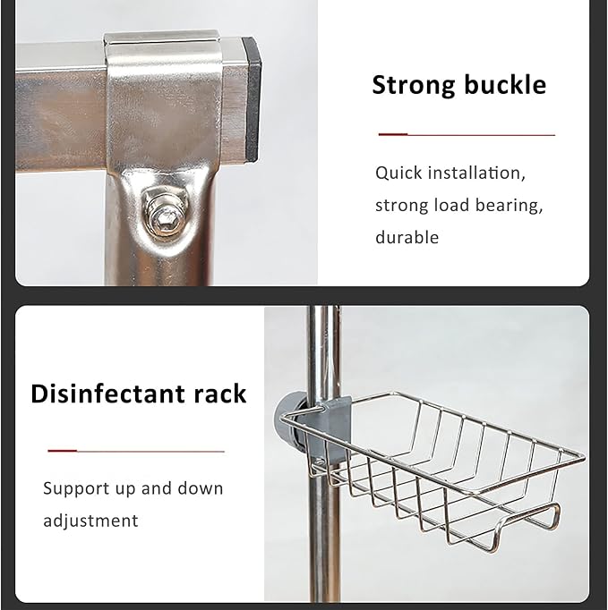 Movable Commercial Mop Rack, Floor Standing Cleaning Tool Cart Storage - Image 4