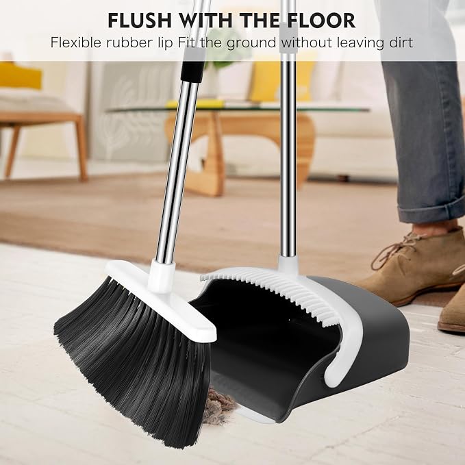 Broom and Dustpan Set, 55-in Long Adjustable Handle Broom - Image 3