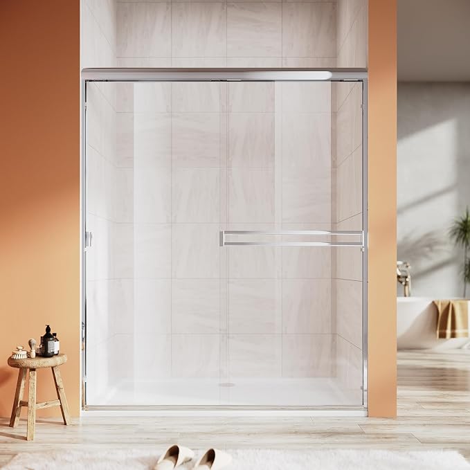 Shower Door 56-60 in. W x 72 in. H, UCALAFEE Semi-Frameless Double Sliding by Ucalafee