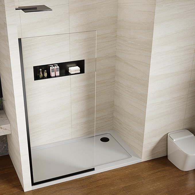 Shower Screen 36" x 76" Half Frameless Shower Wall Panel, Tempered Glass 3/8 - Image 2