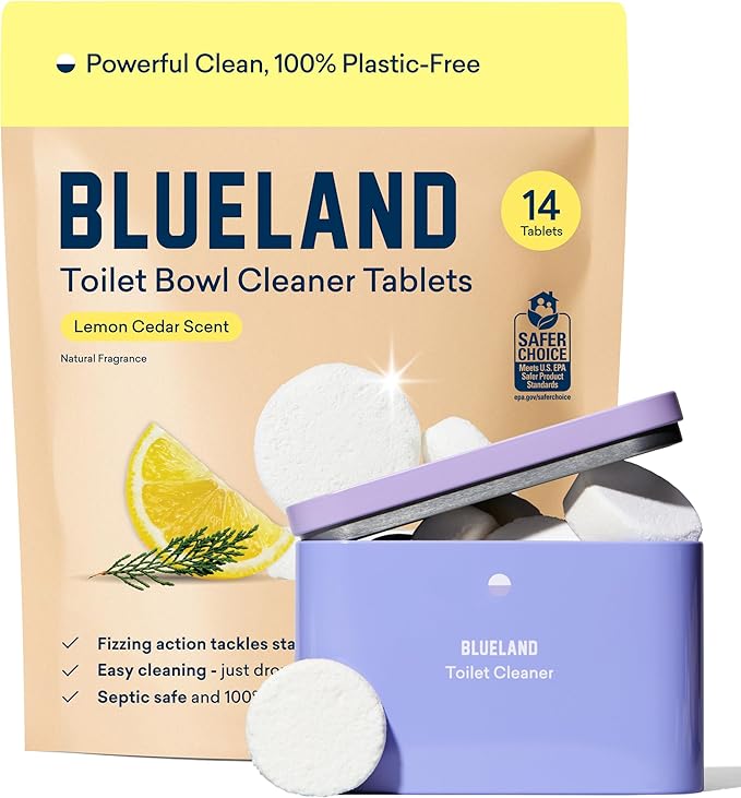 BLUELAND Toilet Bowl Cleaner Tablets, Starter Set, Lemon Cedar, Plastic-Free by BLUELAND