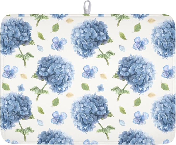 Spring Summer Hydrangea Dish Drying Mat by Unknown
