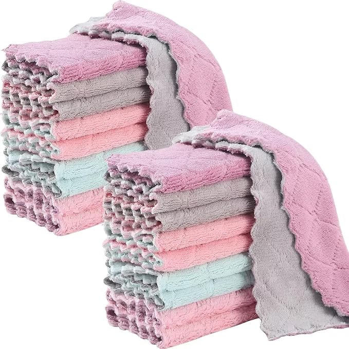20 Pack Kitchen Dish Cloths Dish Towels, Super Soft and Absorbent Coral Fleece by Unknown