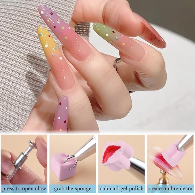 100Pcs Soft Nail Sponges for Ombre, Gradient Effect Pink Nail Art Sponges - Image 3