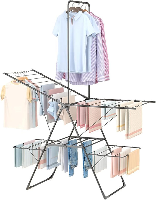 Bigzzia Clothes Drying Rack Foldable, 68.9Inch High Hanger Laundry Drying Rack by ThinkBigLiveBigger