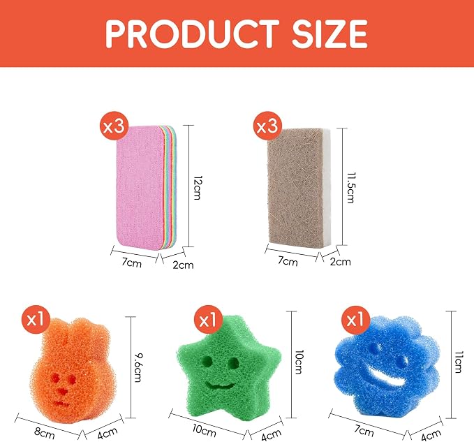 9PCS Functional Scrub Sponges Set, Dad Mom Daily Scrub Sponge - Image 2