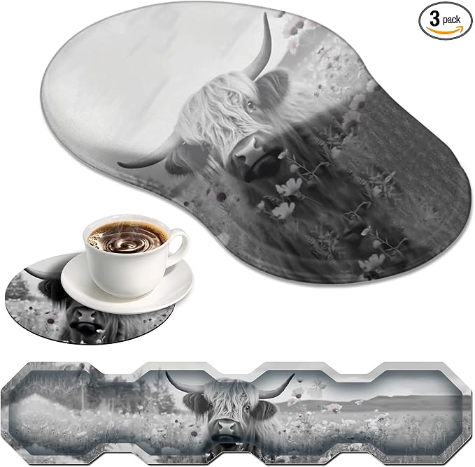 Ergonomic Mouse Pad with Wrist Support and Keyboard Wrist Rest Set + Coaster by Unknown