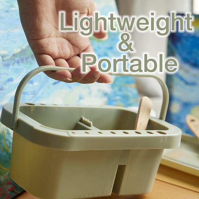 SEVENY Paint Brush Basin with Palette, Painting Art Supply Storage Organizer - Image 4