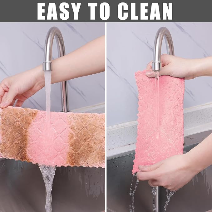 Homaxy 12 Pack Kitchen Dish Cloths, Super Soft and Absorbent Coral Velvet Dish - Image 7