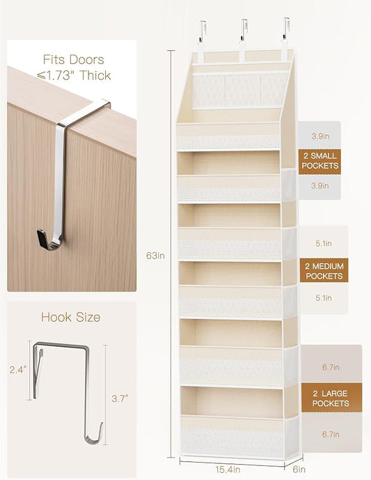 Criusia Over the Door Organizer, 6-Shelf Closet Hanging Storage - Image 2
