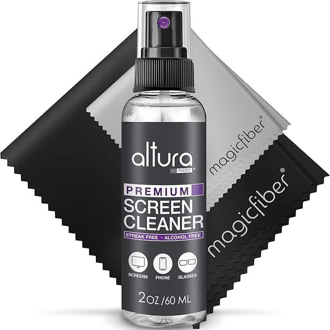 Screen Cleaner Spray & Wipe Kit Computer Screen Cleaner + 2 Microfiber Cleaning by AlturaPhoto