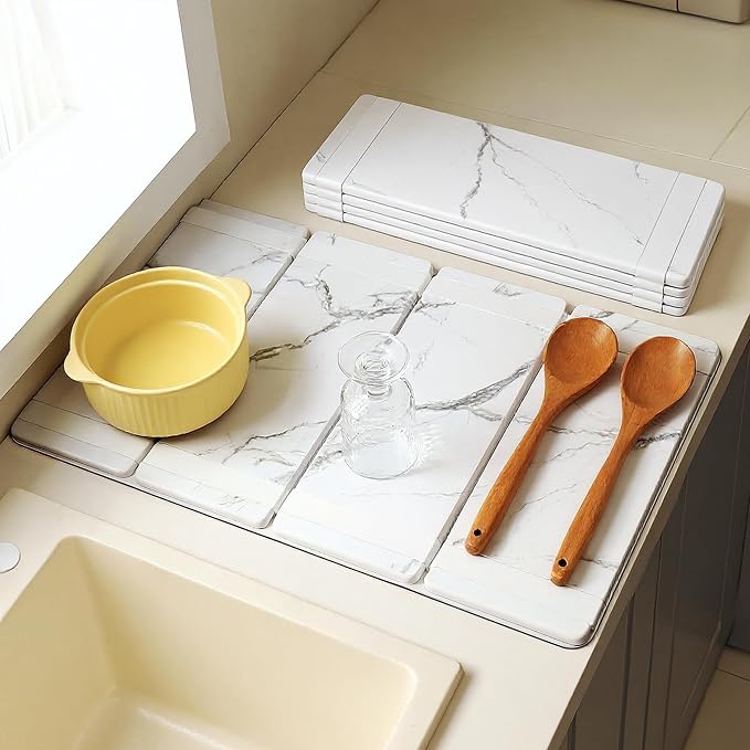 Large Stone Drying Mat for Kitchen Counter, Easier Cleanup by CREOMG