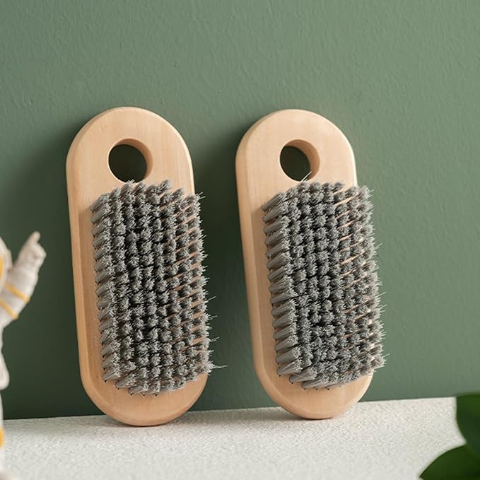 2 Pcs Wood Laundry Brush, Clothing Stain Remover Scrubber, Soft Bristle by Unknown