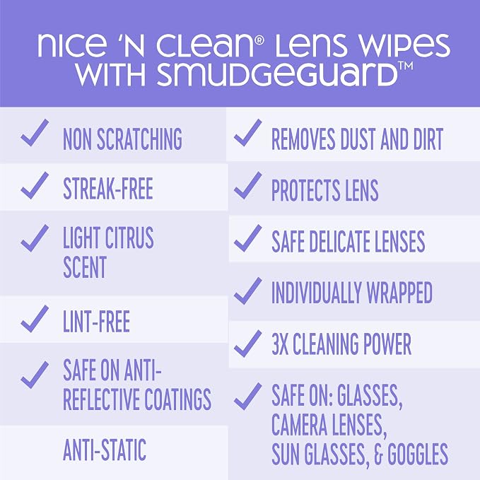 Nice 'N CLEAN SmudgeGuard Lens Wipes | Individually-Wrapped, Pre-Moistened - Image 8