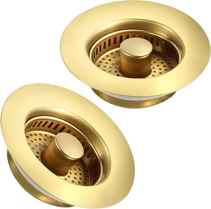 Kitchen Sink Drain Strainer 2 Pack, 304 Stainless Steel Pop Up Sink Stopper by TGOSOMT%C2%AE