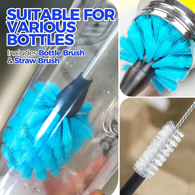 Holikme Bottle Brush Cleaner Set, 3 Straw Cleaner Brush, Bottle Cleaning Brush - Image 3