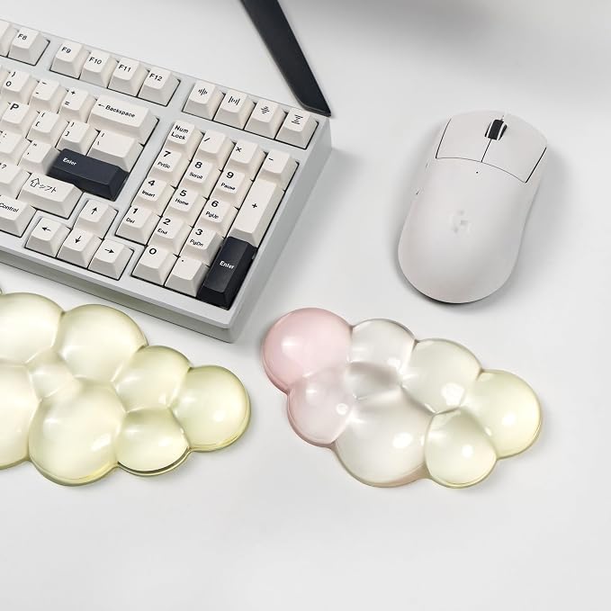 Ergonomic Cloud Silicone Gel Keyboard and Mouse Wrist Rest Set – Clear Wrist - Image 8