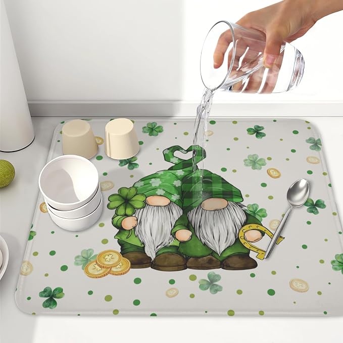 St Patrick's Day Gnome Dish Drying Mat - Image 6