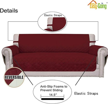 Easy-Going Chair Sofa Slipcover Reversible Sofa Cover Water Resistant Couch Cover Furniture Protector Cover with Elastic Straps for Pets Kids Children Dog Cat (Chair, Christmas Red/Ivory)