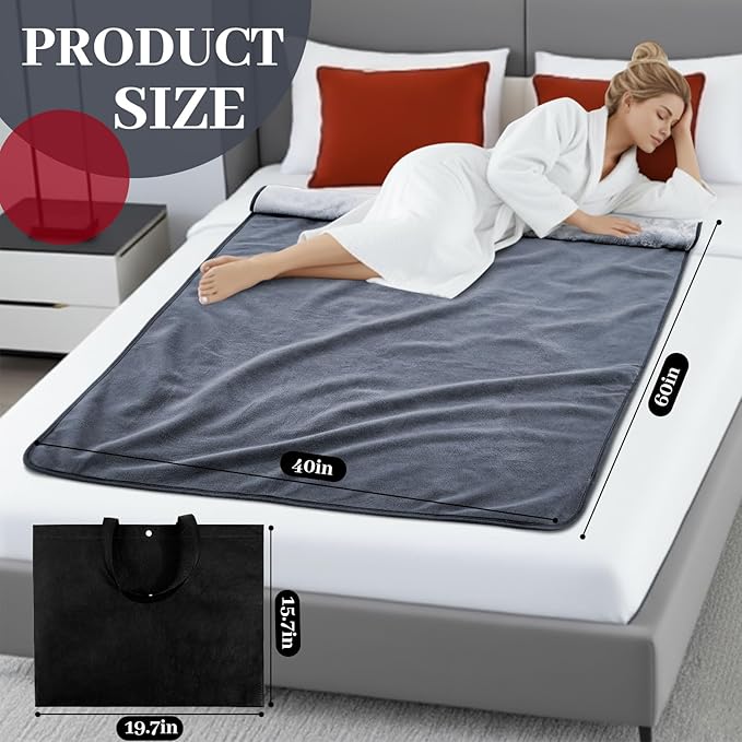 Waterproof Blanket for Bed Couch Sofa, 40''x60'' Reversible & Washable, Fleece and Flannel Waterproof Mat, Water Resistant Bed Cover, Leakproof Mattress Protector(Gray/White)