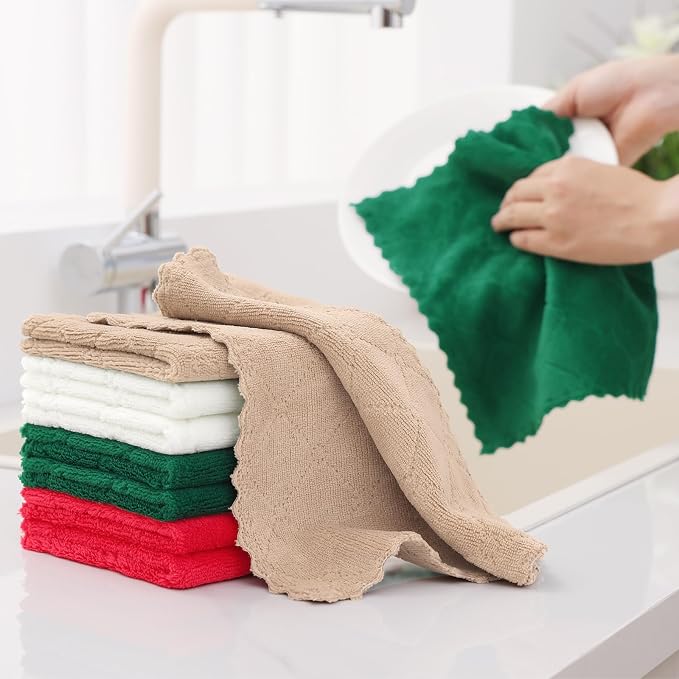 Homaxy 12 Pack Kitchen Dish Cloths, Super Soft and Absorbent Coral Velvet Dish - Image 3