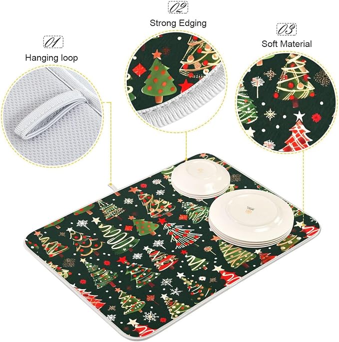 Christmas Tree Green Dish Drying Mat - Image 4