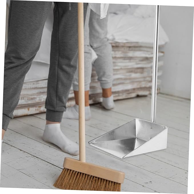NOLITOY Ergonomic Long Handle Dustpan Brush Metal Dustpan - Image 3
