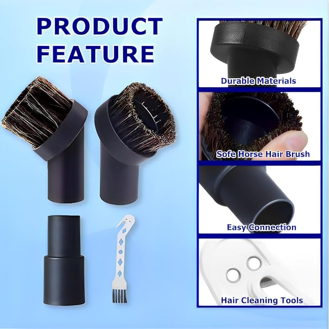 Vacuum Brush Attachment, 25/35mm Horse Hair Brush - Image 2