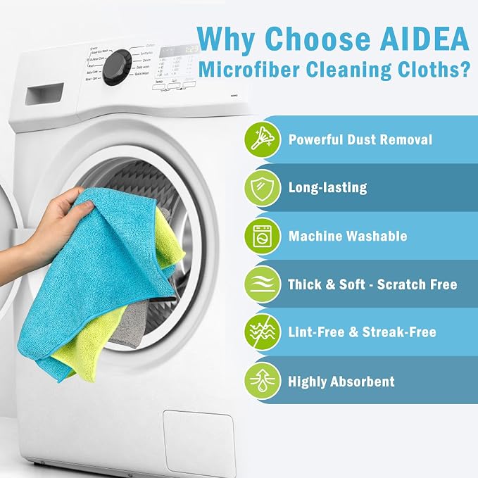 AIDEA Microfiber Cleaning Cloth-100PK, Soft Microfiber Towels - Image 3