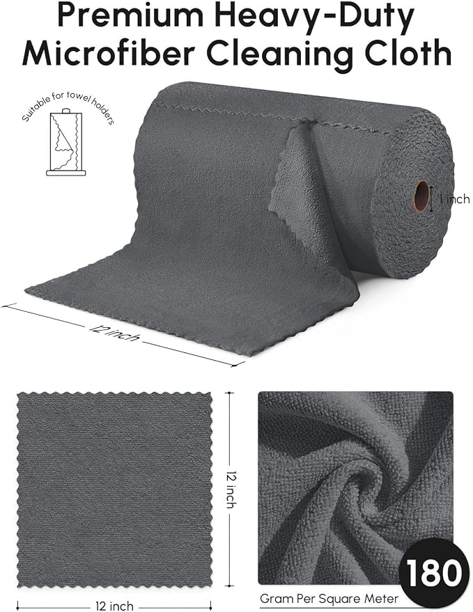 Microfiber Cleaning Cloths Roll, 75 Pack Tear Away Microfiber Towels Roll - Image 3