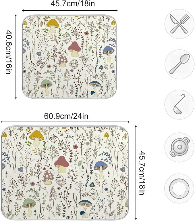 Cute Mushroom Wild Plant Dish Drying Mat - Image 5