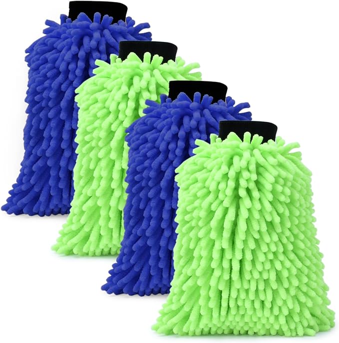 4Pcs Car Wash Mitt Microfiber Gloves Chenille Material Microfiber Towels by Unknown