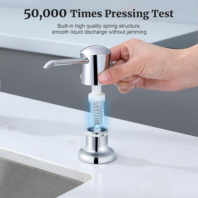 Soap Dispenser for Kitchen Sink Chrome Upgrade Built-in and Refill-from-Top - Image 7