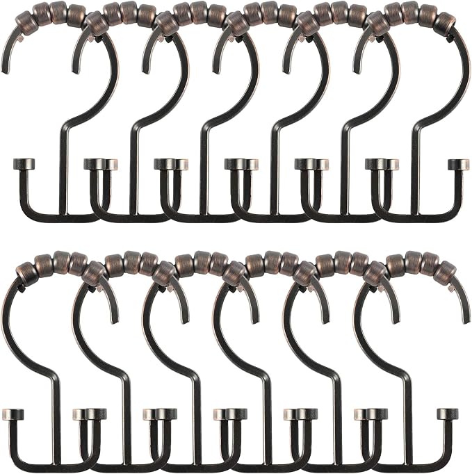 Utopia Alley HK1RB Deco Flat Double Roller Shower Curtain Hooks; Oil Rubbed - Image 4