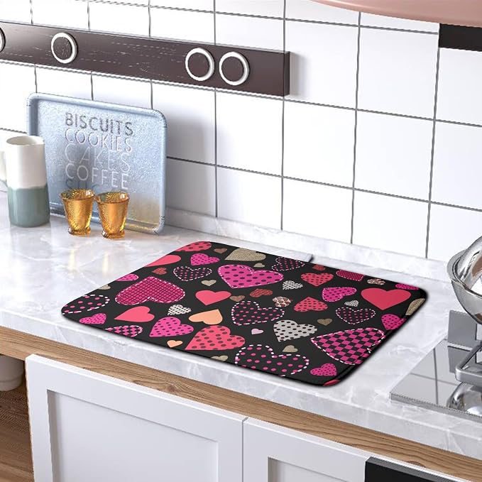 Happy Valentine's Day Kitchen Drying Mats - Image 5