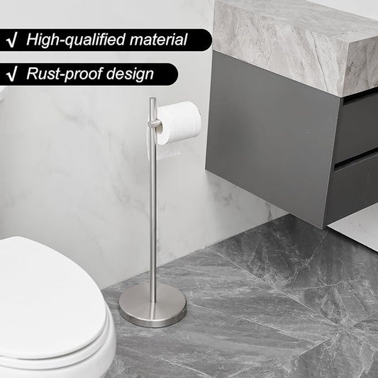 BWE Brushed Nickel Toilet Paper Holder Freestanding Toilet Paper Holder - Image 2