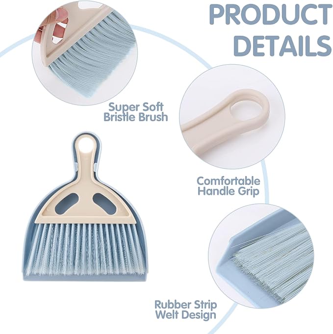6 Pcs Small Dustpan and Brush Set, Whisk Broom Dust Pan - Image 3