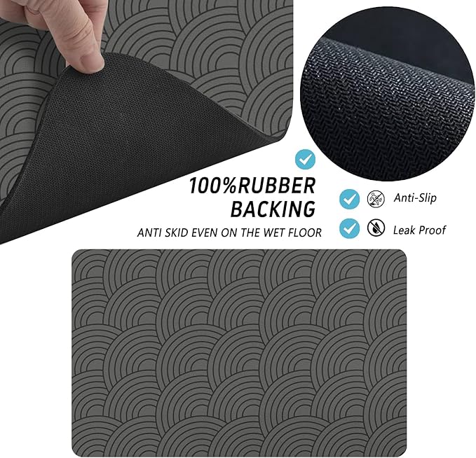 Dog Food Mat for Floors, Absorbent and Quick-Drying Pet Cat Food Mat,Anti-Fouling and Easy-to-Clean Pet Feeding Mat,Dog Bowl Mats for Messy Drinking Water Bowls.16x24inch Boho Style