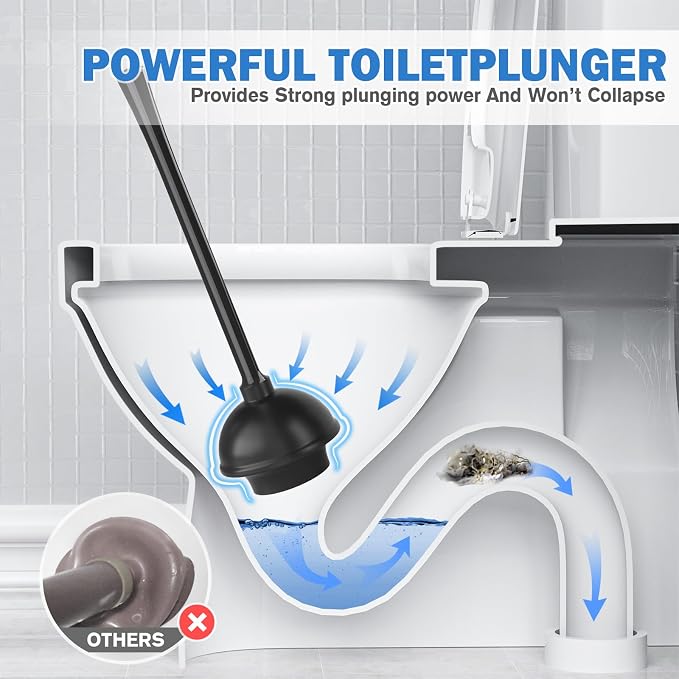 Toilet Plunger and Brush Set, Bowl Brush and Heavy Duty Toilet Brush - Image 2