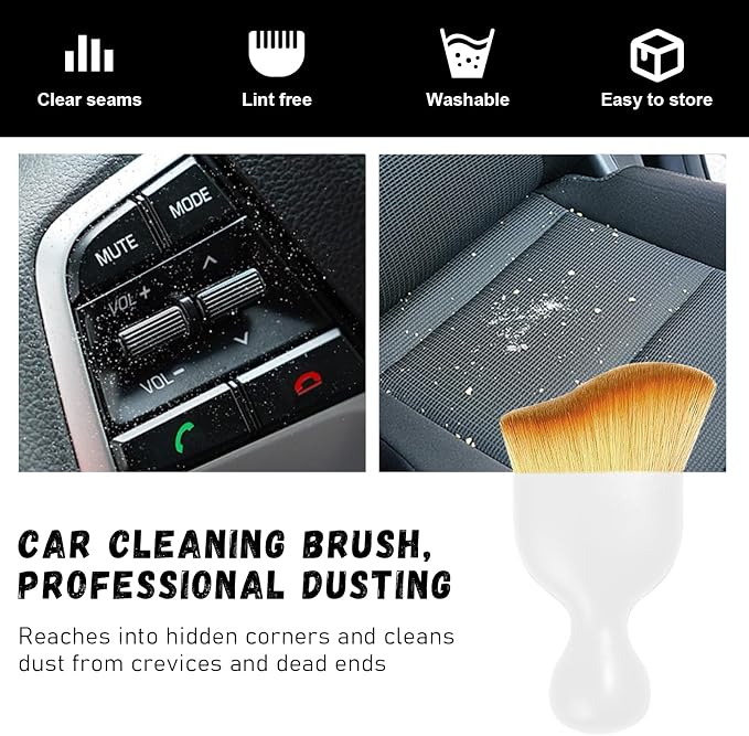 Ziciner 2 PCS Car Detailing Brush, Curved Soft Bristles Auto Removal Dust - Image 6
