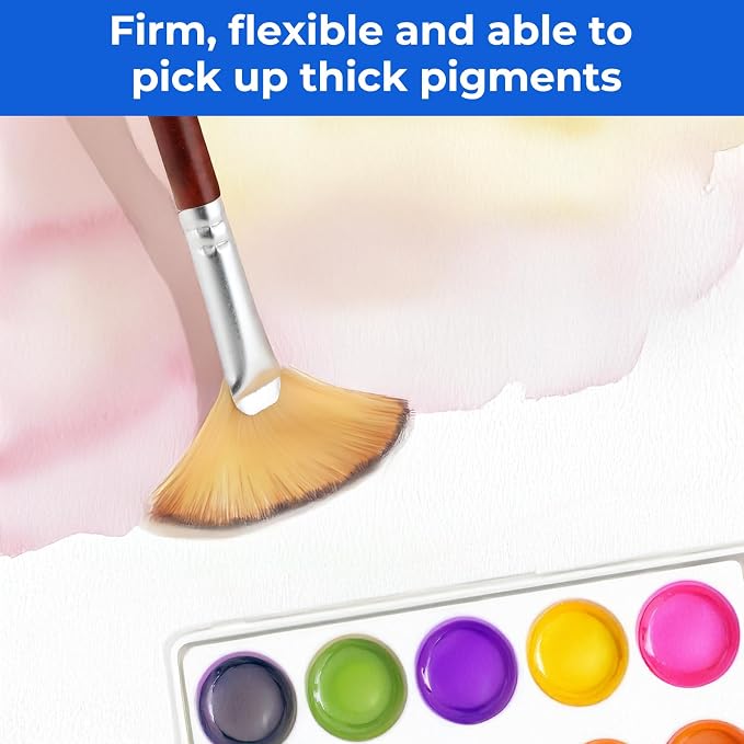 6 Pieces Fan Brush, Fan Brush for Painting, Artist Acrylic Paint Brushes Set - Image 3