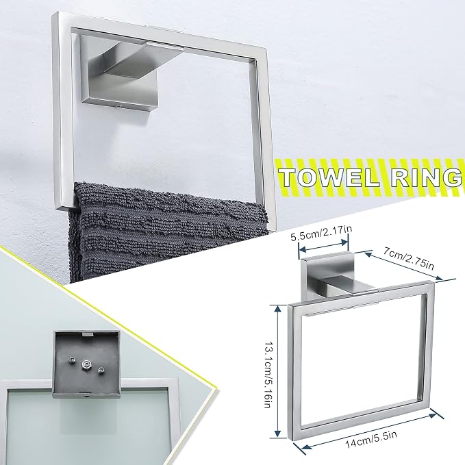 Brushed 4-Piece Bathroom Hardware Set Premium Stainless Steel Bath Towel Bar - Image 2