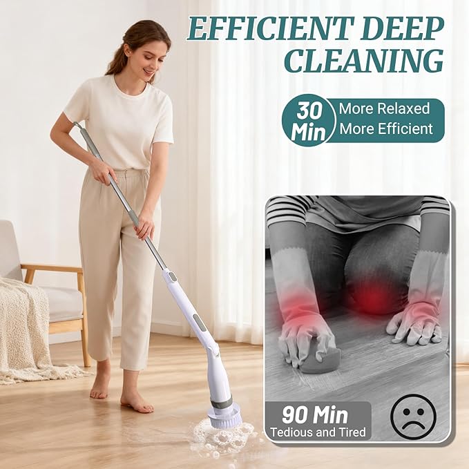 Electric Spin Scrubber, IPX7 Waterproof Shower Cleaning Brush - Image 6