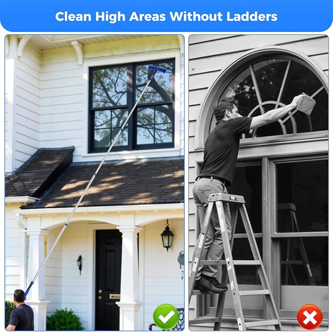 26ft High Reach Duster Kit, Aluminum 5-20ft Fan & Window Cleaner Set, Versatile - Image 8