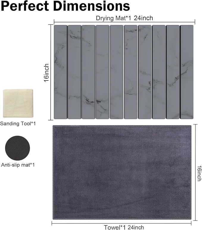 Stone Dish Drying Mat for Kitchen Counter, Versatile Stone Drying Mats for Cups - Image 4