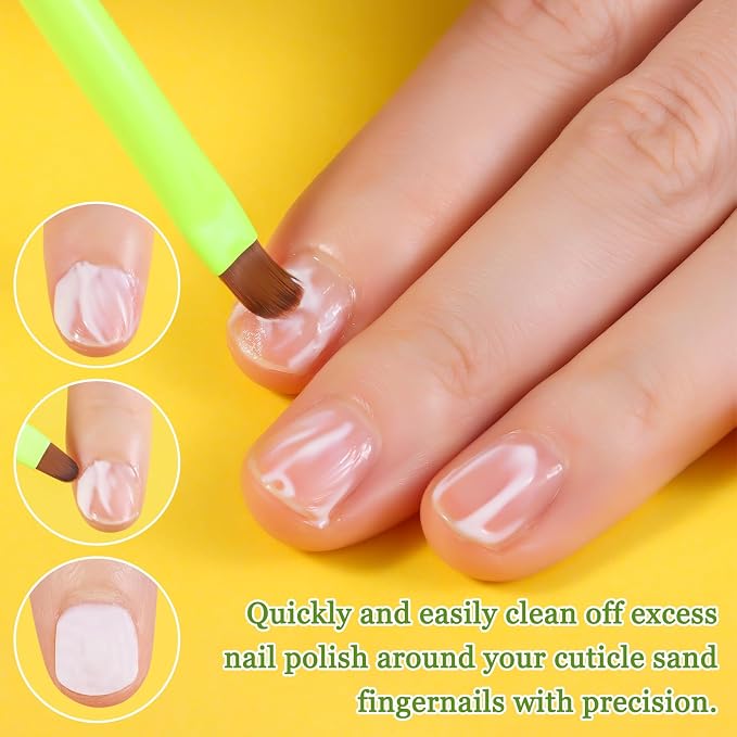 Fluorescent Green Nail Art Clean Up Brushes - Image 3