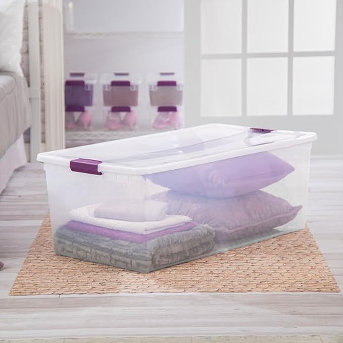 Sterilite 4-Pack 110 Quart ClearView Latch Box, Stackable Organizer Bins - Image 4