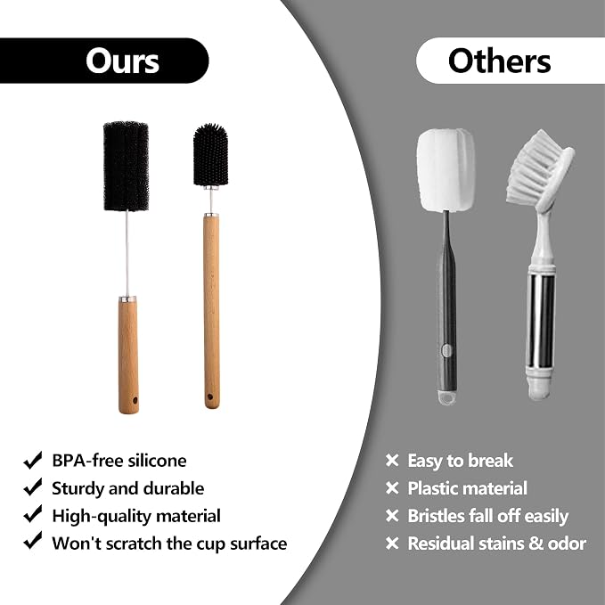 Baby Bottle Cleaner Brush Set Long Handle Silicone and Sponge Cleaning Brush - Image 4