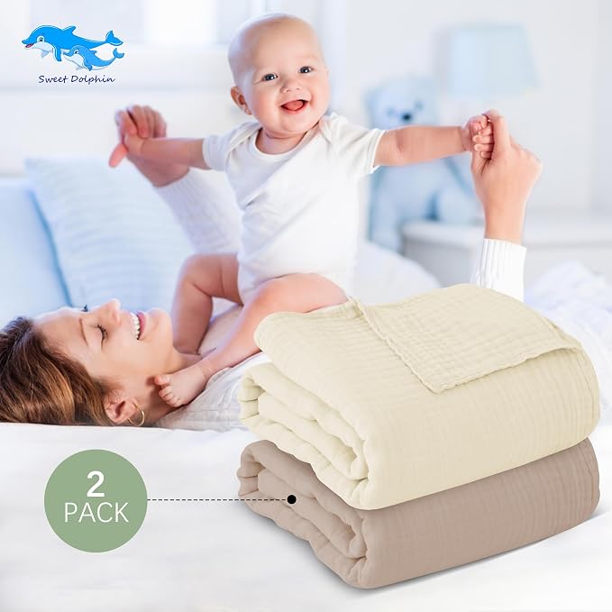 SWEET DOLPHIN Muslin Baby Bath Towels Blanket - Image 3